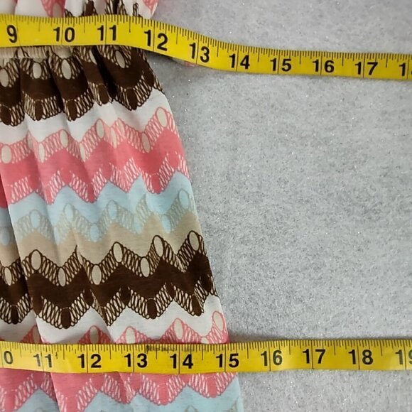 Rue 21 Women's Coral & Brown Geo Stripe Strapless Maxi Dress Size L - Picture 9 of 11